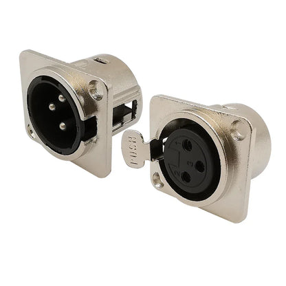 10Pcs XLR 3Pin Male Female Panel Audio Microphone Jack Plug Connector XLR Metal Socket Silver