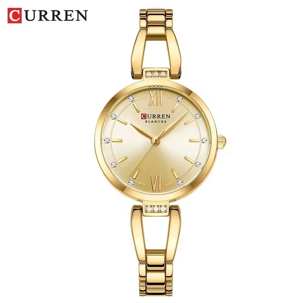 CURREN 9092 Luxury Bracelet Women's Watches Elegant Gold High Quality Stainless Steel Waterproof Female Quartz Wrist Watch