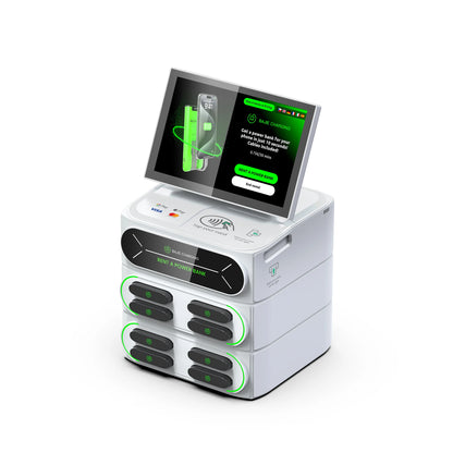 Trendy 2026 Smart Charging Station 8 Secure Ports with Responsive Touch Screen for Shared Rental Power Bank Service Malls Cafes