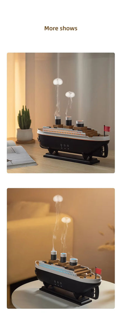 2025 Electric Ship Diffuser Humidifier Ultrasonic Essential Oil Jellyfish Diffuser Desktop Smart Home Boat Diffuser for Office