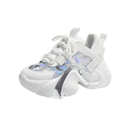 Pink Sequin Chaussures De Sport Trendy Women's Fashion Mujer Leather Sneakers Casual Shoes