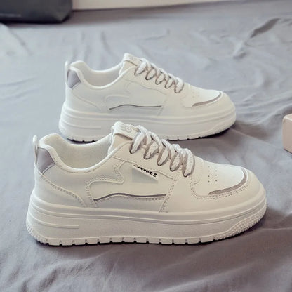New White Shoes, Elevated Women's Shoes, Full Leather Comfortable Women's Board Shoes Women's Sports Shoes