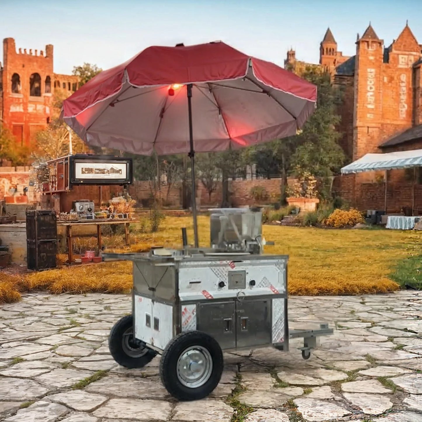 Coffee Van Catering Cart Burgers Fries Ice Cream Bus Mobile Food Truck Square Food Trailer With Full Kitchen Equipment