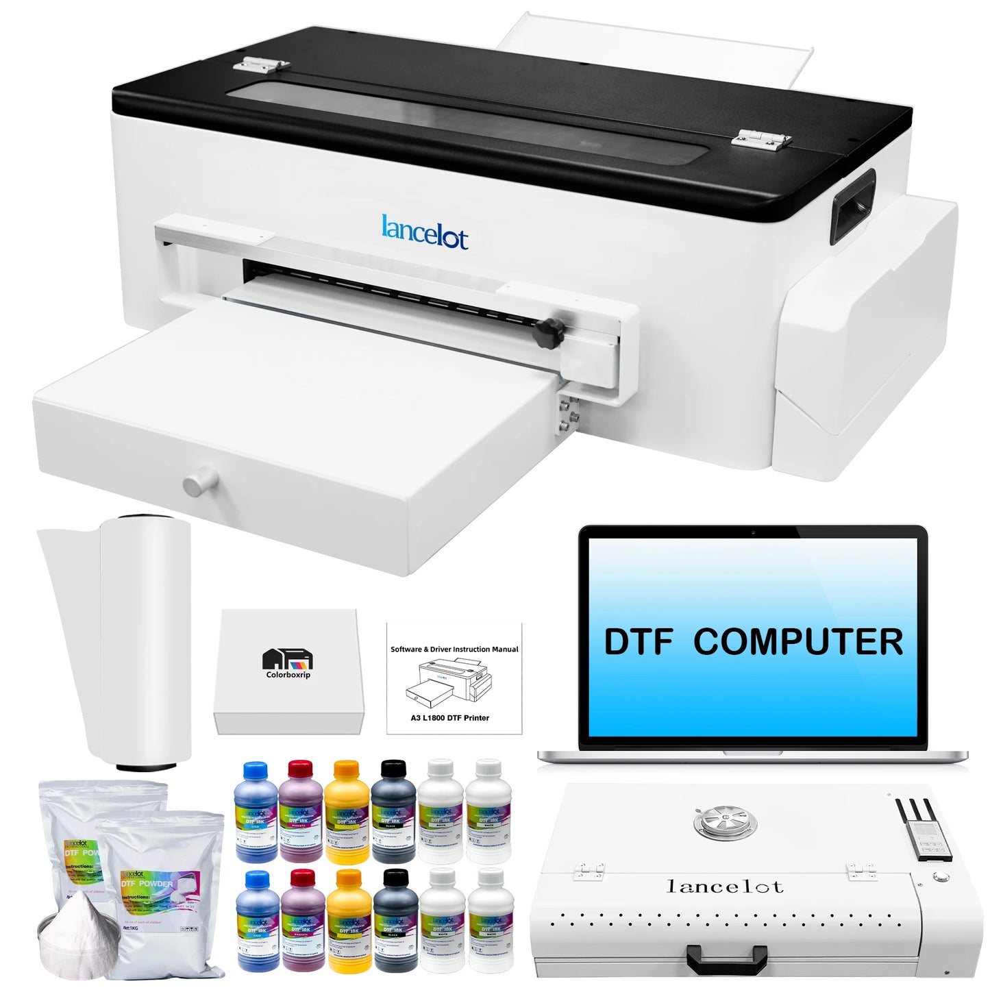 US Factory Wholesale Lancelot A3 L1800 DTF Printer Bundle with Laptop and Oven Full Direct to Film Printing Machine for DIY