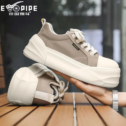 Empire Pipe Men's Chunky Sneakers Toe Mesh Upper Breathable Platform Lace-up Casual Shoes Summer Style Rubber Outsole Shoe