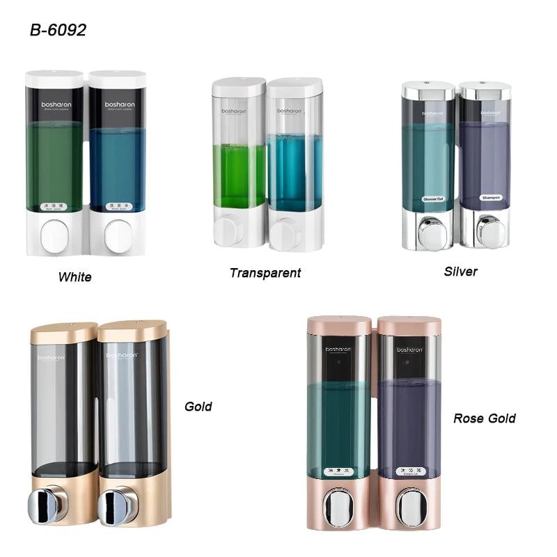 Magic Suction Cup 300ml*2 Bathroom Wall Mount Double Liquid Soap Dispensers Hand Press Toilet Equipment Hand Sanitizer Dispenser
