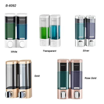 Magic Suction Cup 300ml*2 Bathroom Wall Mount Double Liquid Soap Dispensers Hand Press Toilet Equipment Hand Sanitizer Dispenser