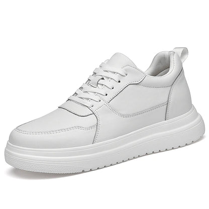 Men's Skateboarding Shoes Sneakers Skate Shoes Height Increasing Thick Sole Platform Leather Low-top Lace up Flats Casual