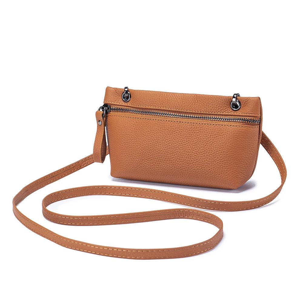 2024 New Underarm Women's Bag Head Layer Cowhide  Luxury Shoulder Crossbody Small Handbag  Ladies Trendy Cell Phone Bag