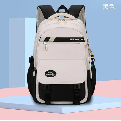 Junior High School College Girls' Large Capacity Backpack Grade 3-6 Elementary Students' High Quality Waterproof Striped