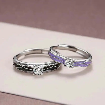 F1052 Wings Design Engagement Ring For Women Cubic Zirconia Prong Setting Lab Created Round Stone Fashion Rings