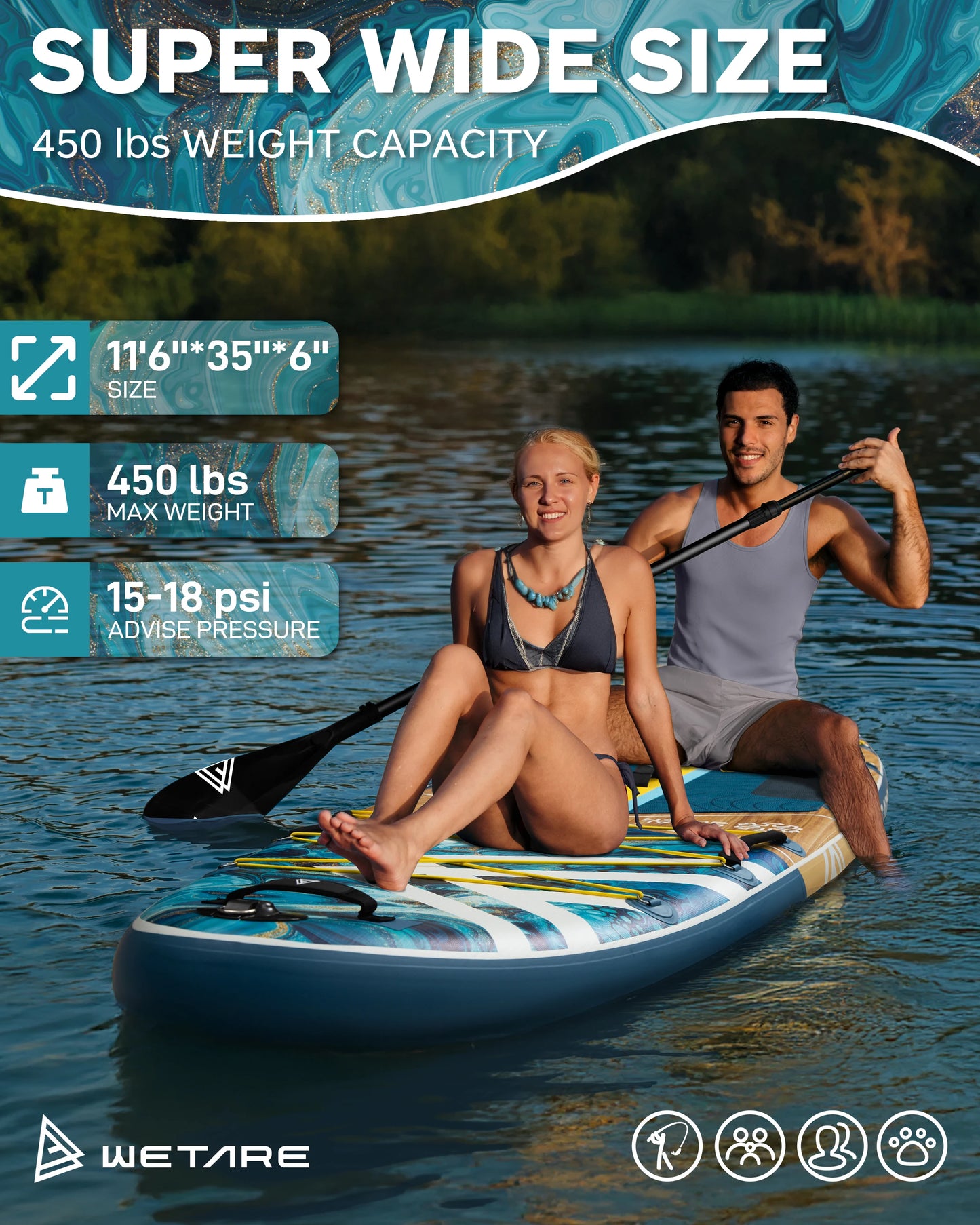 Overseas Spot Hot Selling Inflatable SUP 11'6''*35''*6'' Heat Sealing Technology Stand up Paddle Board for Waterplay Surfing