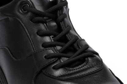 Black Casual Sneakers for Men Versatile Walking Style Running Shoes Stock with Full Grain Leather for Autumn Winter Formal Wear