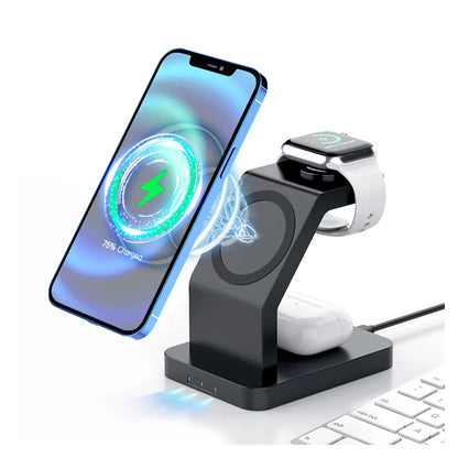 3 in 1 30W Wireless Charging Station Magnetic Dock for 17/16/15/14/13/12 for Watch & for