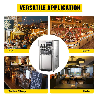 EU/US Ready Stock One Week Arrive VEVOR Soft Ice Cream Machine Commercial Countertop Soft Ice Cream Maker