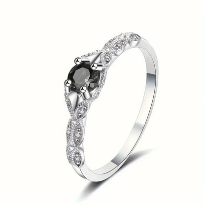 H401 Elegant Silver Ring With Amethyst Stone Prong Setting For Women Engagement Jewelry 925 Sterling Silver Flower Design