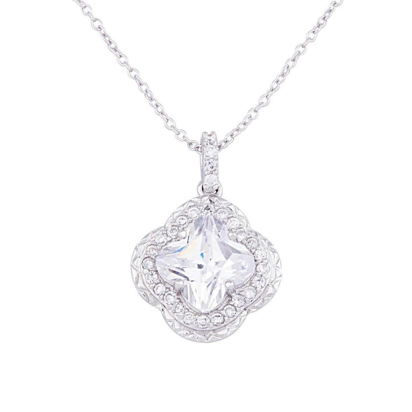 TD Collette Z Sterling Silver Fine Pendant Necklace with Cubic Zirconia Petal Design