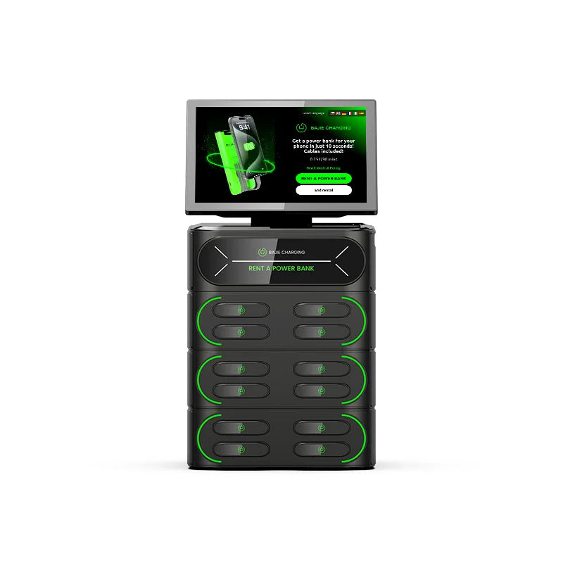 2024 Best Selling 12-Slot Touch Screen Integrated Stackable Charging Station Share Power Bank 4G Rental Station Portable