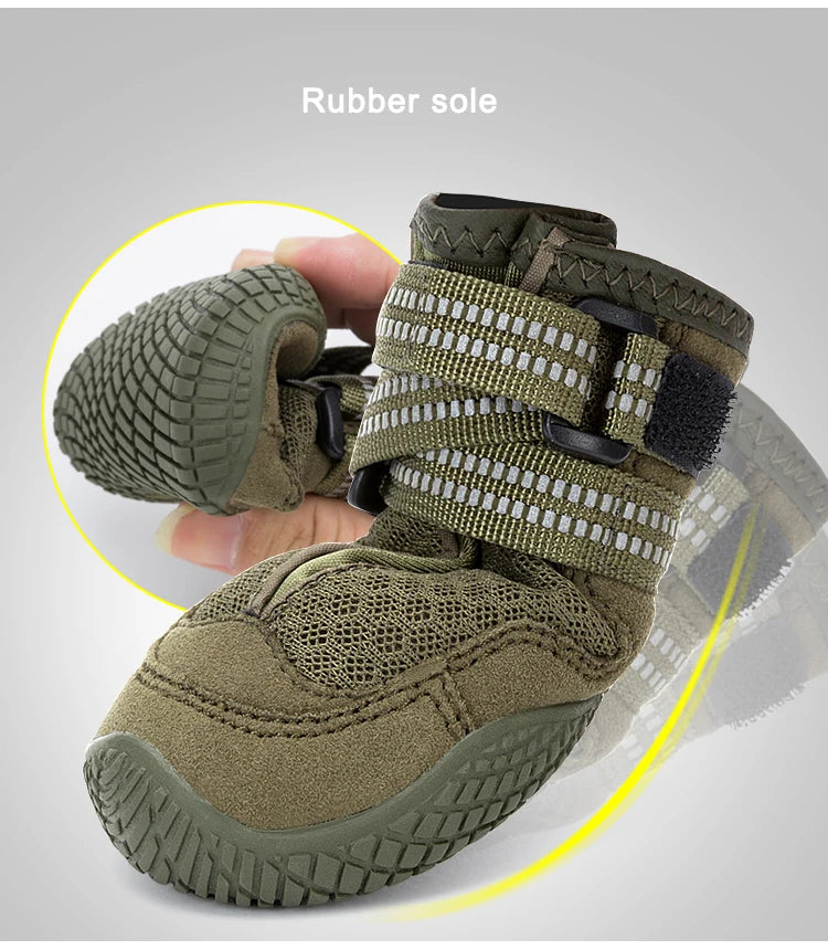 TRUELOVE Pet Shoes Waterproof Anti-slip for Puppy Medium and Large Dog Protect Pet Feet ArmyGreen Winter Snow 2/4pcs/set YS1891