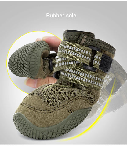 TRUELOVE Pet Shoes Waterproof Anti-slip for Puppy Medium and Large Dog Protect Pet Feet ArmyGreen Winter Snow 2/4pcs/set YS1891