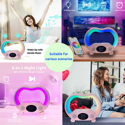 Wholesale Price Smart RGB Alarm Clock Colorful Light  Mini Size G Shape Speaker Wake up Lamp with Charger for Iwatch