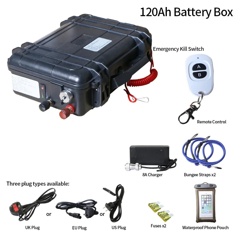 12V 120AH Capacity Battery  for  Inflatable SUP Board Kayak  Motor Lithium Battery Stand-Up Paddleboarding Accessories