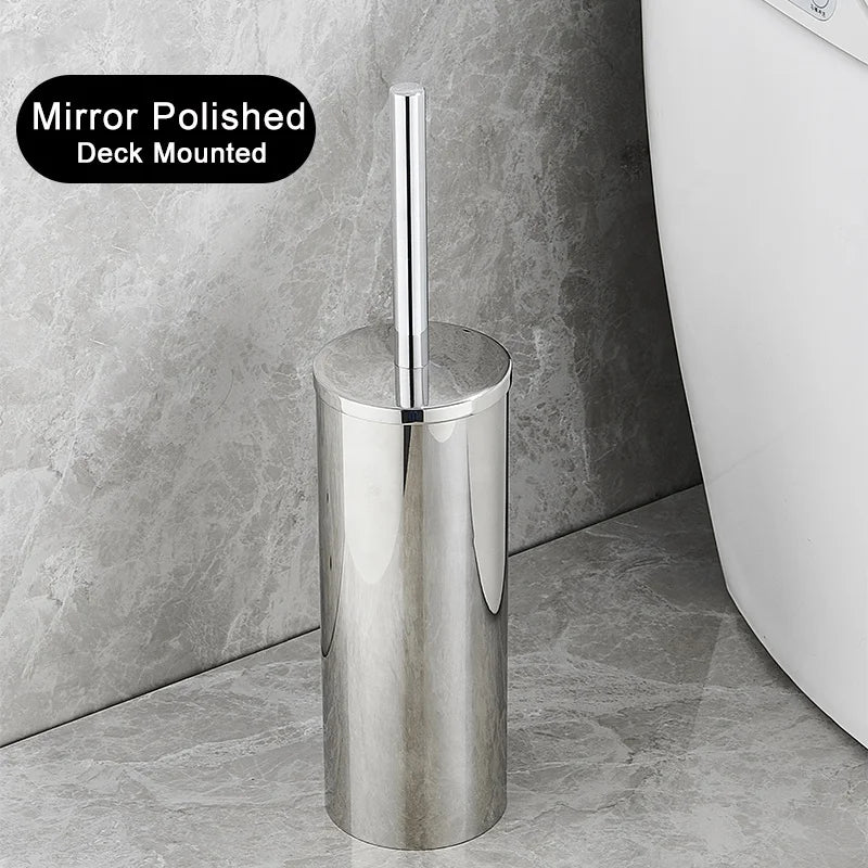 Bathroom Black Gold 304 Stainless Steel Toilet Brush Set Toilet Bowl Cleaner Brush and Holder Cleaning Tool Standing