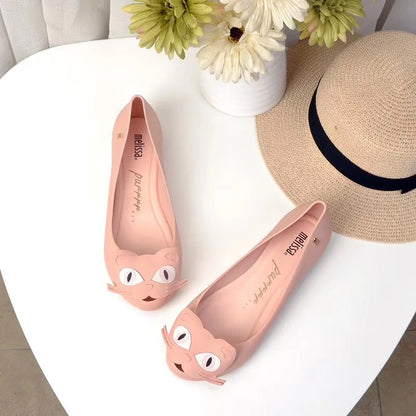 Design Big Butterfly Knot Melissa Women Flat Mules Sandals High Quality Cozy Patent Leather Pointed Toe Back Strap Shoes