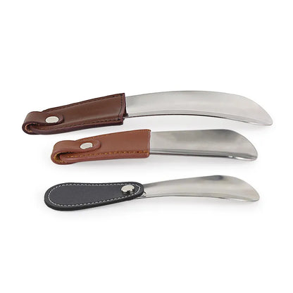Melenlt Stainless Steel Shoe Horn With Leather Strap Travel Shoehorn Classic Gentleman's Accessory Shoe Horn Travel Shoehorn