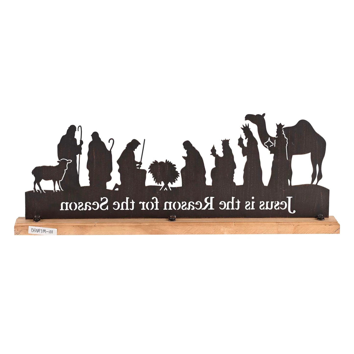 TD Christmas Decorations Nativity Holy Family Silhouette WoodBase