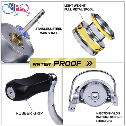 Max Drag 8kg LIGHTWEIGHT Deep spool 800S Metal Spool left right inter-changeable handle Fishing Reel Carp Spinning Fishing Reel