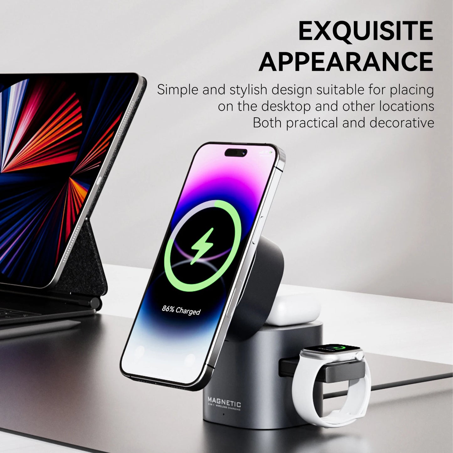 New Products 2025 Electronics Electric Foldable Magnetic Touch Automatic Rotation15W for iphone 17 Gift 3 in 1 Wireless Charger