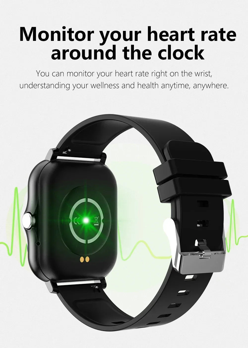 Smart watch with full touch screen, call, message reminder, music control and other functions, compatible with iPhone/android mo