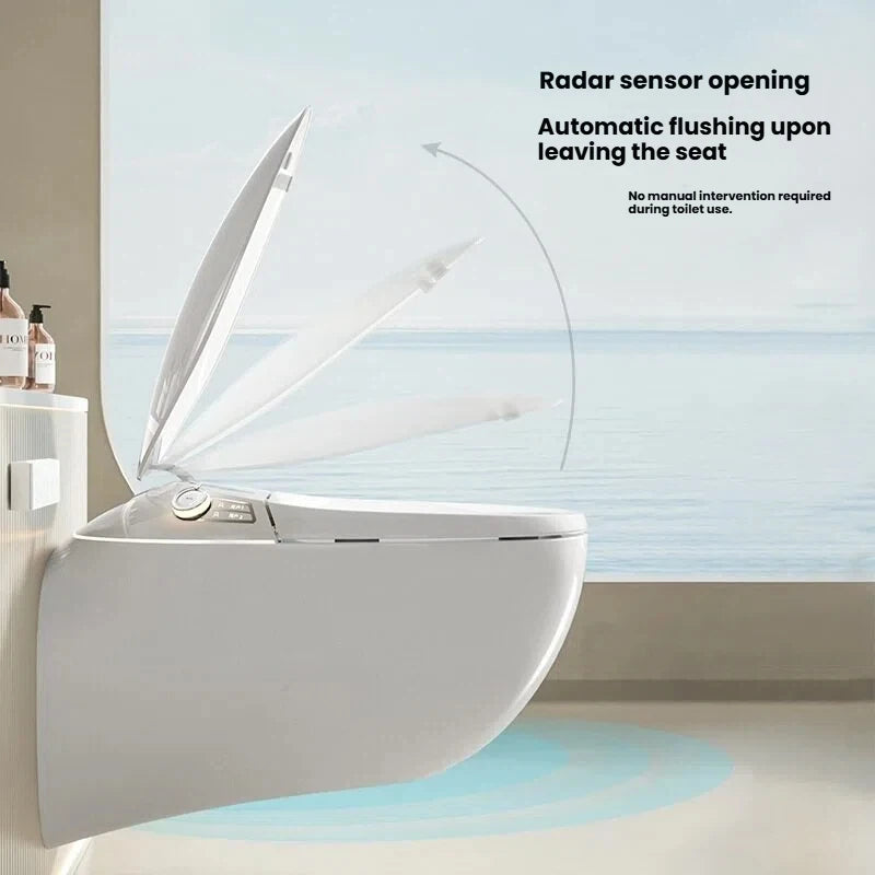 Wall Mounted Built in Oval Toilet with Built in Water tank Fully Automatic Siphon Type Wall Mounted Smart Toilet for Home Use