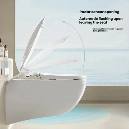 Wall Mounted Built in Oval Toilet with Built in Water tank Fully Automatic Siphon Type Wall Mounted Smart Toilet for Home Use
