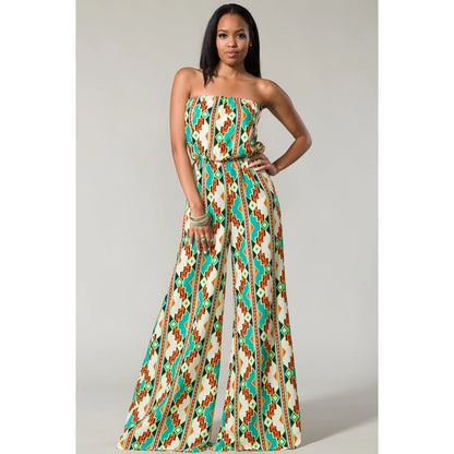 Women's Floral Print Jumpsuit TD Tube Cut Halter Collar Banded Waist Streetwear Style with Hollow Rayon for Workout or Club