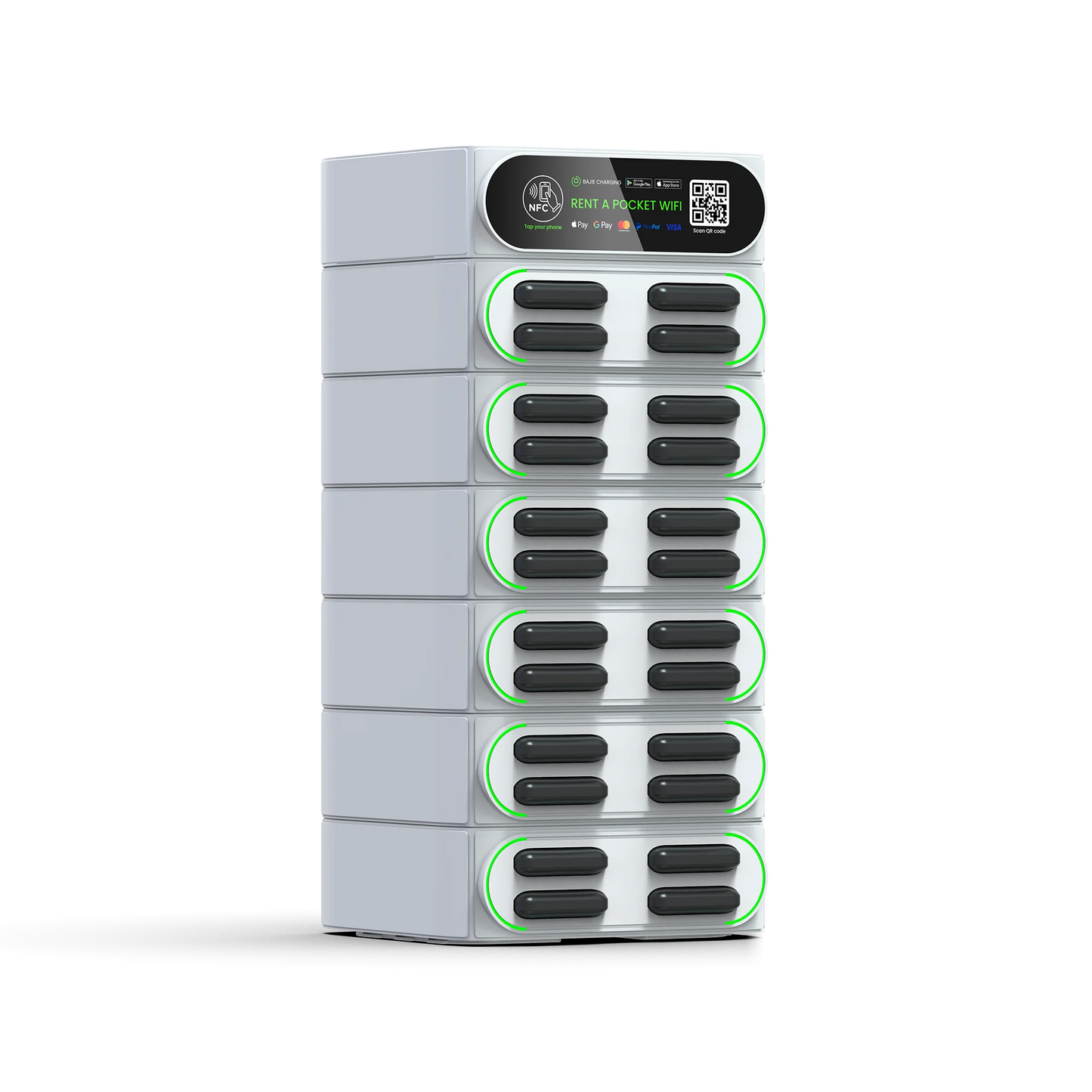 hot sale sharing power bank rental station 24-stack hire phone charging station with MIFI shared powerbank vending machine
