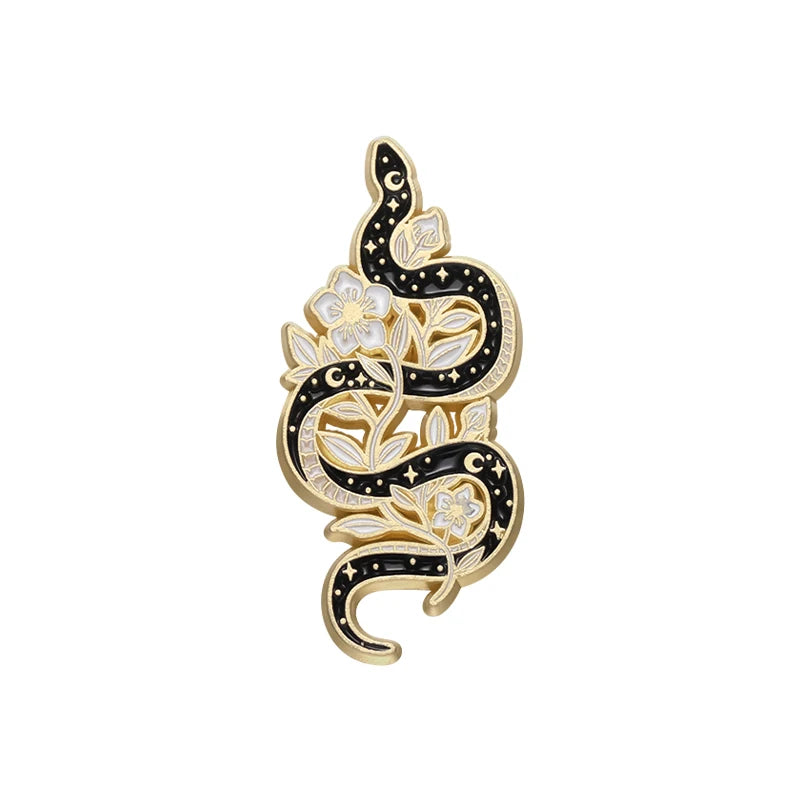 Butterfly Snake Hard Enamel Pins Punk Gothic Animal Cartoon Brooches Lapel Badges Clothes Backpack Accessories Jewelry Gift