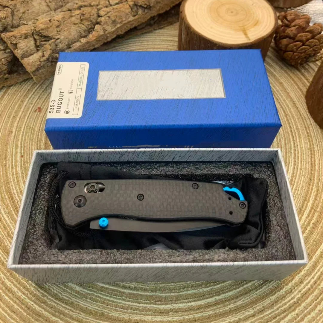 Bm535-3 Carbon Fiber China Oem Factory Stainless Steel Folding Knife for Camping and Hiking with 1 Piece Steel Blade