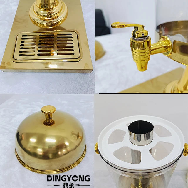 Hotel Catering Banquet Party Full Gold Stainless Steel 8L Self-service Cold Drink Machine Water Dispenser Beverage Juice Machine