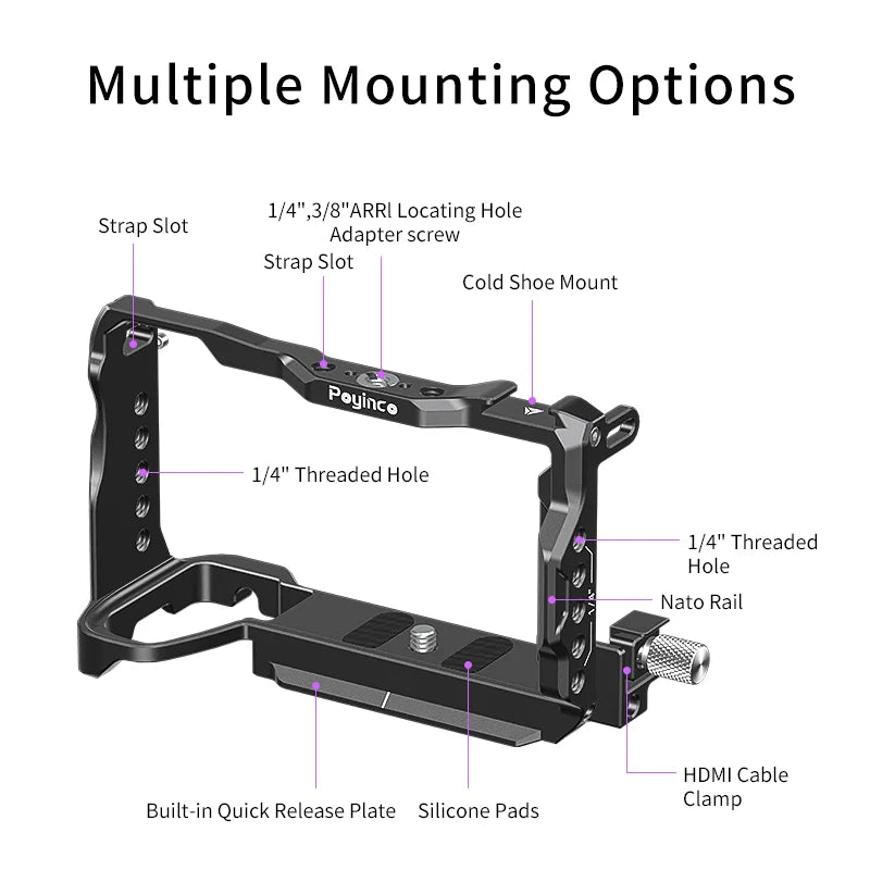 A6700 Camera Cage with Top Handle and Cold Shoe for A6700 Aluminum Alloy Anti-Scratch DSLR Rig Kit Accessories