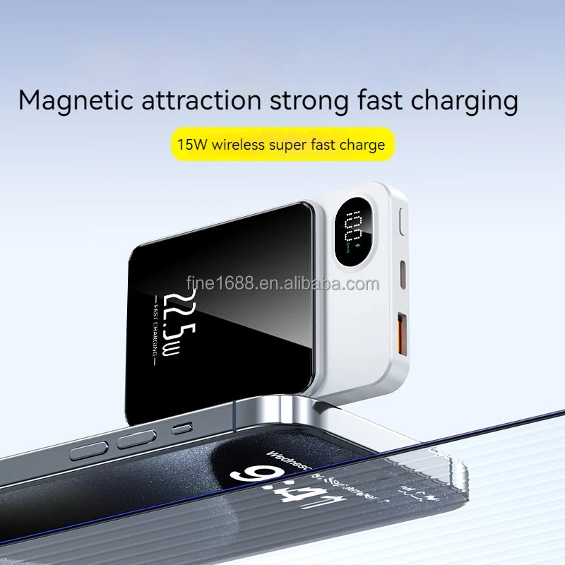 Custom logo PD 22.5w Power BankMini Fast Charging 5000mAh 10000mAh Wireless Charger Magnetic Wireless Charger
