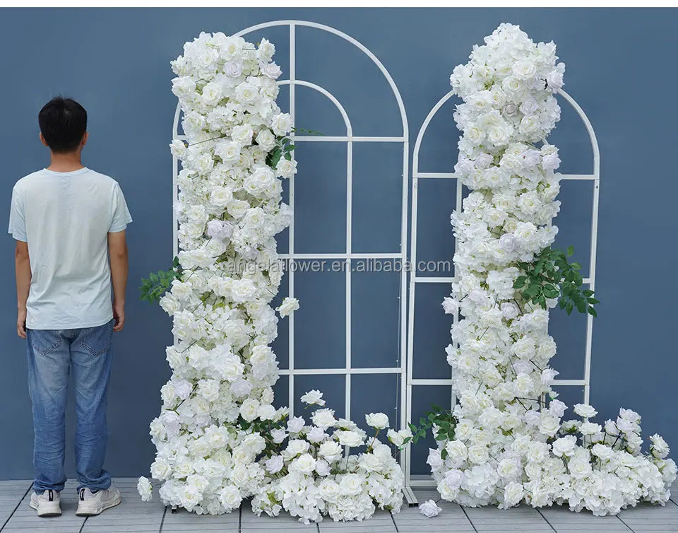 S-A8147 White Rose Hydrangea Floral Arrangement Sofa Table Runner Floor Flower