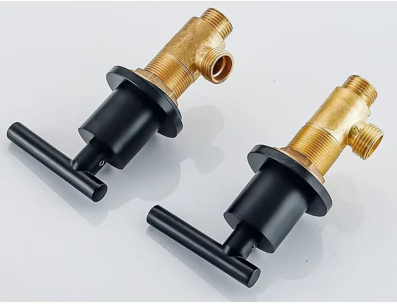 Modern 3 Holes Dual Handles Brass Single Lever Washbasin Mixer Faucet Widespread Matte Black Ceramic Cartridge Bathroom Sink Tap