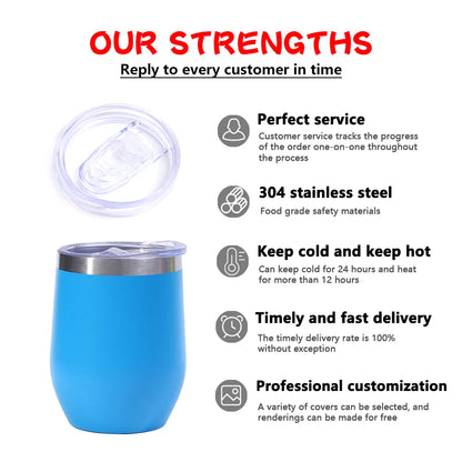Professional Oem Factory Customizable 12oz Egg Shaped Double Wall Vacuum Stainless Steel Wine Tumbler With Own Personalized Logo