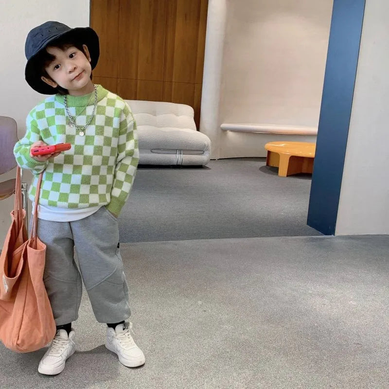 2021 Winter Kids Baby Girls Boys Autumn Winter Full Sleeve Solid Knitted Outwear Coat Ins Style Children Girls Cardigan Sweater