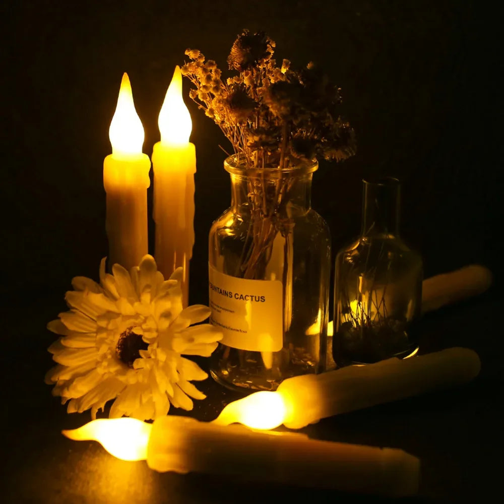 Floating LED Candles with Magic Wand Remote Control Flameless Remote Taper Electronic Candle Christmas Party Decor Candle Lights