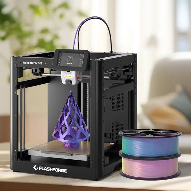 Flashforge Adventurer 5M 3D Printer Customizable FDM 600 Mm/s Speed for Prototyping Supports PLA Automatic New 1-Year Warranty