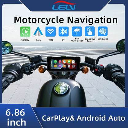 LELV Motorcycle Display Screen Carplay Moto Navigation Portable Digital Dashboard Motobike Android Auto Waterproof BT Monitor