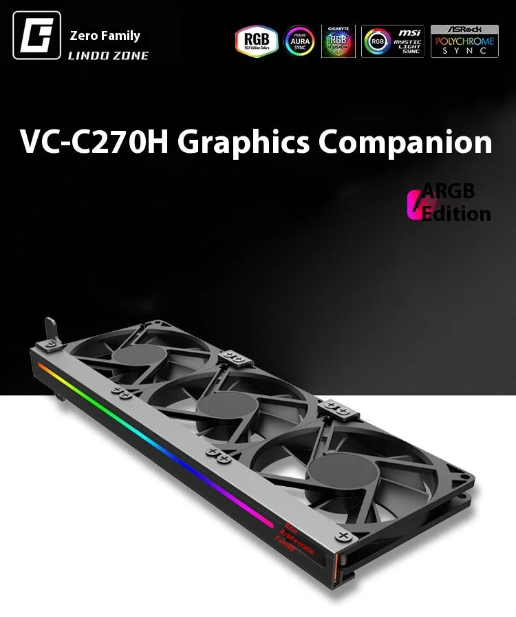 TEUCER VC-C270 Auxiliary PCI Case Ball Bearing Plastic Heatsink for Graphics Card Cooler Efficient CPU Computer Cooling Fan